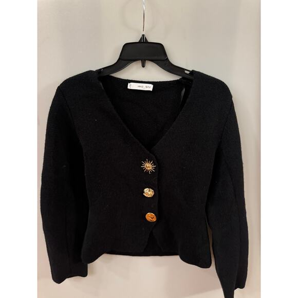 Mango Black Oversized Cardigan XS with Gold Buttons - Picture 5 of 6
